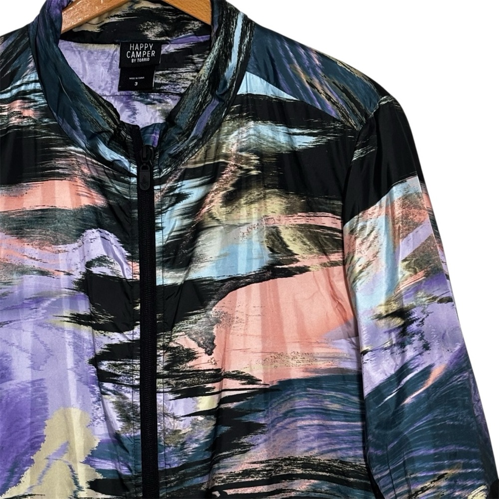 Happy Camper by Torrid lightweight multi-color abstract jacket. Women’s 3X - Picture 2 of 7